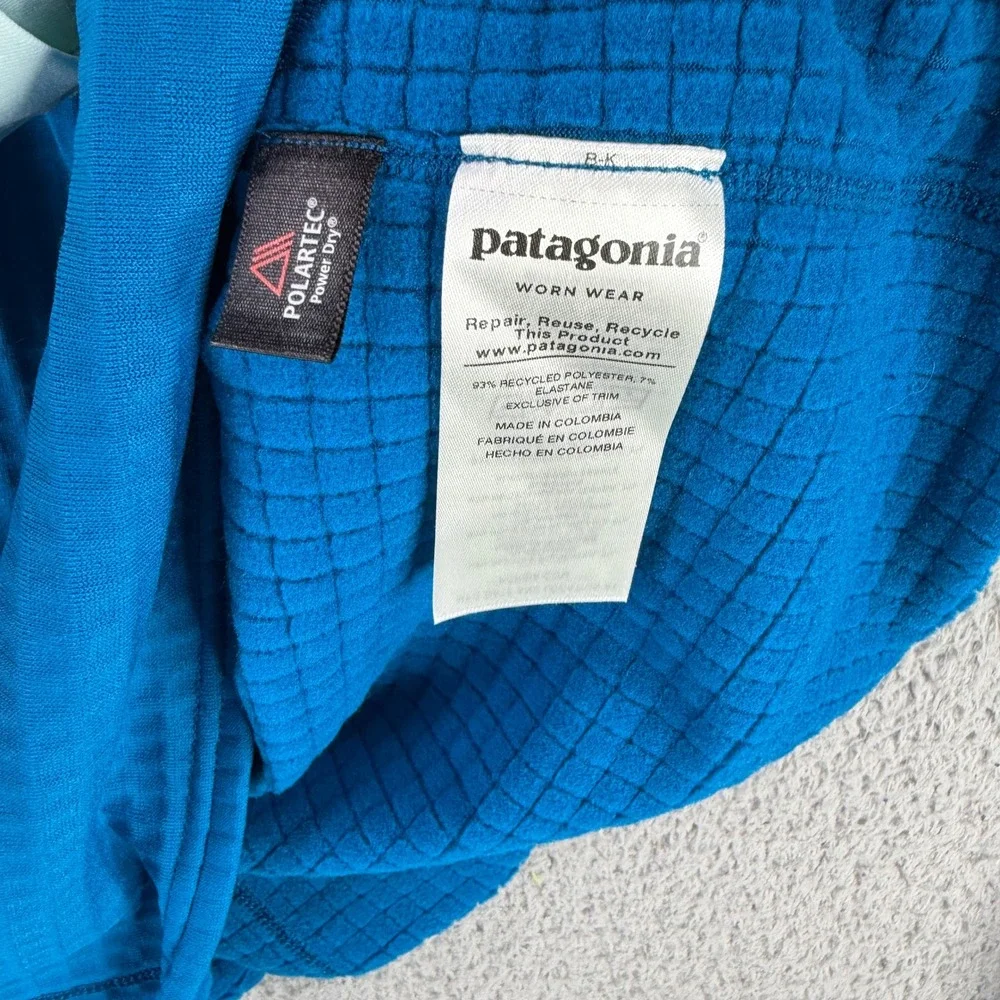 Patagonia R1‎ Pullover Mens Small Blue Quarter Zip Polartec Grid Fleece 40110